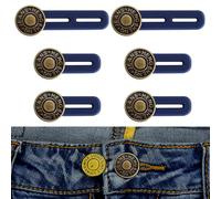 6 Pcs Button Extender for Trousers, Button Waist Extender, Pants Waist Extender Adjustable, Extended Jeans Waistband Button Extender Set, Elastic Collar Extenders for Jeans Skirts Trousers