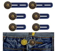 6 Pcs Button Extender for Trousers,Pants Waist Extender Adjustable, Extended Jeans Waistband Button Extender Set, Elastic Collar Extenders for Jeans Skirts Trousers