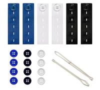6 Pcs Button Extender for Trousers Waist Extender for Trousers Pants Button Extender Waist Tightener Button Extender with 12 Buttons and 2 Elastic Clips, Suitable for Adjusting the Waist of Jeans