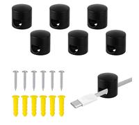 6 Pcs Cable Anchors for Desk Organization, Charger Cable Management Clips Metal Cable Holders Cords Keeper Sturdy Aluminum Wire Organizer for Home Office (Black)