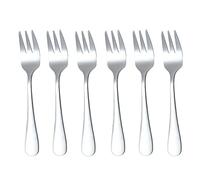 6 PCS Cake Forks Essential Dessert Forks Stainless Steel Pastry Fork Set for Fruit Ice Cream Salad Steak Pizza Noodles(Sliver)