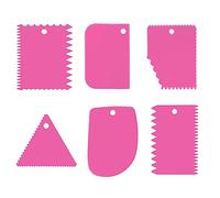 6 Pcs Cake Scraper, Dough Scraper Cake Smoother Tool Set, Icing Scraper Kitchen Tool for Dough Cake Bread (Pink)
