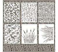 6 PCS Camo Stencils for Spray Paint Reusable Camouflage Grass Bark Tiger Stripe Pattern Stencils Wall Camo Stencil Kit for Wood Home Décor Crafts 14"x 11"