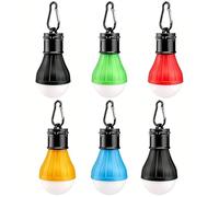 6 Pcs Camping Lights Battery Powered LED Tent Lights Portable Camping Lantern with Carabiner Clips Outdoor Hanging Lamp 3 Lighting Modes Waterproof Emergency SOS Signal Light