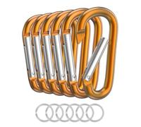 6 PCS Carabiner Keychain Clip -3" Aluminum Carabiner D Ring, Caribeener Clips, Spring Snap Hook for Keychain Clip (Gold)