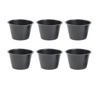 6 Pcs Carbon Steel Muffin Pan, Non-Stick Shaped Pudding Cup For Air Fryer And Oven Baking, Heat Resistant Up To 446F, Stackable Cake Tart Molds, 100ml 200ml(200ml High Cup)