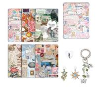 6 pcs Cardstock Inserts for E-Readers, and 2 Type C/USB C Dust Plug Charms, 1 Charm Chain, 6.2"x4.3" Retro Theme Back Cover Insert Decorating Accessories for Basic (style-B, 6.2" x 4.3")