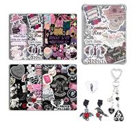 6 pcs Cardstock Inserts for E-Readers, and 2 Type C/USB C Dust Plug Charms, 1 Charm Chain, Cute Back Cover Insert Decorating Accessories for Kindle, 6.8 Inches X 4.8 Inches, Paper