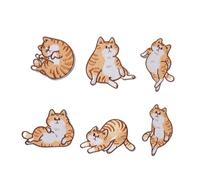 6 Pcs Cartoon Cats Embroidered Patches Iron on Animal Repair Kitten Sewing on for Clothes Bag