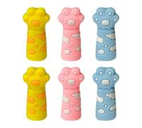 6 Pcs Cartoon Cats Pencil Caps, Silicone Extender Holder Toppers for Students School Accessories Pencil Top Erasers Bulk