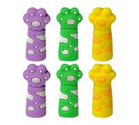 6 Pcs Cartoon Cats Pencil Caps, Silicone Extender Holder Toppers for Students School Accessories Pencil Top Erasers Bulk
