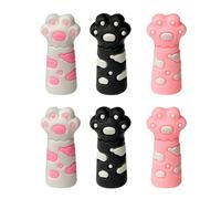 6 Pcs Cartoon Cats Pencil Caps, Silicone Extender Holder Toppers for Students School Accessories Pencil Top Erasers Bulk