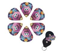 6 Pcs Cartoon Colorful Monsters Print Guitar Picks Set with Storage Box Organizer for Guitars Personalized for Men Women Guitar Accessories