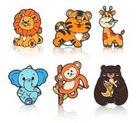 6 PCS Cartoon Forest Animal Brooch Set,Cute Elephant Lion Monkey Giraffe Tiger Brown Bear Brooch Pins Wildlife Animal Lapel Pin Enamel Badges Brooch for Teen Children Kids Clothes Decor Gifts