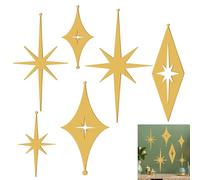 6 PCS Cast Iron Star Wall Decor Starburst Metal Wall Art Mid Century Modern Wall Decor Atomic Stars Wall Hangings Retro Star Walls Arts Sign Vintage Metal Walls Art Accents for Home Office Living Room