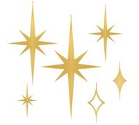 6 Pcs Cast Iron Starburst Wall Decor, 8 Pointed Atomic Stars Wall Hangings, Mid Century Modern Starburst Wall Decor, Hanging Vintage Stars Wall Sculptures Golden Metal Wall Art for Home Office Bedroom