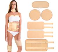 6 Pcs Castor Oil Pack Wrap Organic Cotton for Liver Detox, Stomach, Belly, Neck, Breast & Entire Body, Reusable Pads Kit for Hot/Cold Compress with Adjustable Elastic Strap, Waterproof & Anti Oil Leak