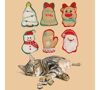 6 Pcs Cat Catnip Toys Christmas Cat Toys Soft Plush Interactive Cat Chew Toy Assorted Xmas Cartoon Santa Reindeer Christmas Tree Design Pets Toys Gifts for Cats Kitten Teeth Cleaning Playing Chewing