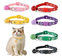 6 PCS Cat Collar, Quick Release Cat Collars Kitten Collar with Bell Cats Collar Kitten Collars Set Adjustable 19-32cm for All Kitten