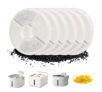 6 Pcs Cat Fountain Filters for Cat Water Fountain Filters Set, Replacement Filter for Pet Dog Cats Drinking Dispenser, Round, with Activated Carbon and Resin