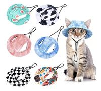6 Pcs Cat Hats for Cats Only Cat Sun Hat Sphynx Hat with Ear HoleHairless Cat Cowboy Hats Kitten Headwear Sun Sombrero Caps Chihuahua Sunscreen Baseball Outdoor Climbing Cap for Birthday Party Hallowe