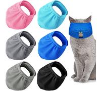 6 Pcs Cat Muzzle for Grooming Breathable Mesh Muzzles Gentle and Soft Colorful Cat Mouth Guard for Anti Biting Chewing Grooming(Black, Blue, Gray, Light Gray, Pink, Light Blue)