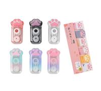 6 PCS Cat Paw Roller Correction Tape, Mini Cute White Correction Tapes, 6m x 5mm Portable Retractable Cover Correction Rollers, Efficient and Smooth Out Compact Correction Mouse Colorful Roller Eraser