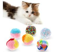 6 Pcs Cat Pom Pom Balls 2 In Rainbow Cat Toy Balls Soft Plush Cat Ball Assorted Color Small Cat Toy Balls Plush Kitty Soft Balls Woolen Yarn Puffs For Indoor Cats Kitten Exercising Playing