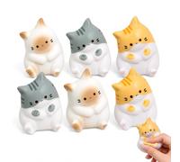 6 PCS Cat Squishy, Squishy Cat Set, Taba Squishy Cat Collection, Cute Squishy for Relaxation, 6 cm Soft Cat in White Yellow Gray Colors