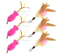 6 Pcs Cat Toy Teaser Wand Replacement Head Feather Fish Shape Cat Toy Feather Stick Wand Replacement Head Feather Replacement Cat Catcher Toy for Cat Toy Replacement