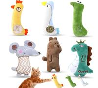 6 Pcs Catnip Toys for Cats Cute Animal Plush Toys Set Organic Catnip, Soft Chewable Teeth-Cleaning Cat Toys for Indoor Kittens, Trendy Interactive Playthings with Stress Relief & Dental Care Features