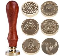 6 PCS Celtic Knot Wax Seal Stamp Set-Big Size:1.18'' Each-Walknut, Vegvisir Compass,Odin,Thor Hammer,Wolf Knot,Shield Knot,Sealing Wax Stamp Gift Box Set for Invitations Gift Packing