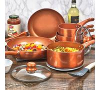 6 PCS Ceramic Copper Induction Cooking Pots Lid Saucepans Cookware Set