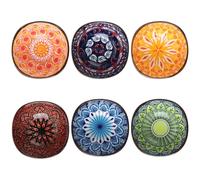 6 Pcs Ceramic Dipping Bowls, 6.76oz/200ml Bohemian Snack Bowls, Small Dip Bowl, Mini Soy Sauce Dishes for Tomato Sauce Condiments Sushi Dishes Soy auces BBQ Sushi, Microwave and Dishwasher Safe