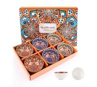 6 Pcs Ceramic Serving Bowls, 10 oz Chinese Rice Bowl with Gift Box, Bohemian Style Small Bowls Dessert Bowl, Porcelain Serving Bowls for Soup, Snack, Fruits, Salads, Dishwasher & Microwave Safe