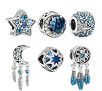 6 PCS Charms for Bracelets, Aesthetically Charm Bracelet with Starfish Oceanic Spiritual DreamCatcher Feather Tassels, Charms for Jewellery Making Suitable for Women Girls to Make Homemade Gifts