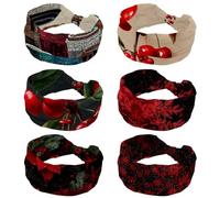 6 Pcs Cherry Fruit and Red Berry Branch Women's Headbands Elastic Head Band Yoga Workout Head Non-Slip Sweat Soft Headbands Simple Versatile Hair Accessory Hairbands