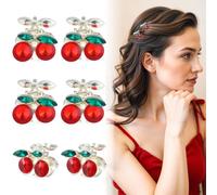 6 Pcs Cherry Hair Clip Mini Cherry Accessories Cute Rhinestone Claw Clips Non-Slip Cute Stylish Fruit Small Claw Clips Red Broken Hair Clip For Women Girls Thin Thick Headwear Gifts