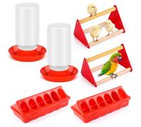 6 Pcs Chick Feeder and Waterer Kit with Chick Perch 2 Plastic Chicken Automatic Drinkers 2 Flip Top Poultry Feeder 2 Chicken Starter Kit for Coop and Brooder for Small Poultry Baby Chicks Ducks Quail