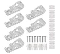 6 PCS Child Safety Clear Roman Blind P Clip with 10 Plastic Blinds Chain Connector,12 Metal Screws,12 Plastic Pillars for Vertical Roman Roller Blinds Ball Chain Cord Control