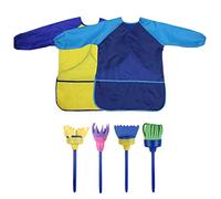 6 Pcs Children's Art Smocks Art Brushes Waterproof Artists Painting Long Sleeve with 3 Pockets for Age 3-5 Years