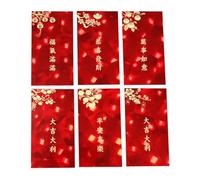 6 Pcs Chinese New Year Red Envelopes, Lunar New Year Envelopes Decorations,Red Envelope Pocket Chin for Money, Foil Embossed