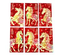 6 Pcs Chinese New Year Red Envelopes, Lunar New Year Envelopes Decorations,Red Foil Envelope Pocket Chin for Money, Embossed