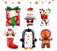 6 PCS Christmas Aluminum foil Balloon,Christmas Decoration Indoor Santa Clause Xmas Pattern Balloons for Party Supplies Xmas Gifts