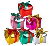 6 Pcs Christmas Aluminum Foil Gift Box Balloons, Square Shaped Foil Balloons Present Box, Cube Foil Balloons Present Box Balloon for Christmas Party Decoration Supplies Party Favors Gift