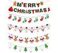 6 Pcs Christmas Banners Hanging Bunting Garland Xmas Decorations for Party Decorations