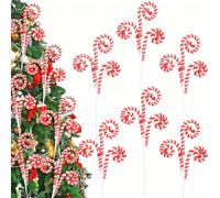 6 Pcs Christmas Candy Cane Tree Picks, Red and White Handcrafted Christmas Decorations, Ideal for Large Christmas Tree Topper Filler Big Ornaments Grinchs Candyland Xmas Decor