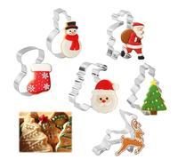 6 PCS Christmas Cookie Cutters Set, Biscuit Cutters Stainless Steel Fondant Icing Cutters Christmas Tree Reindeer Snowman Santa Cookie Cutter Shapes, for Pastry Holiday Baking