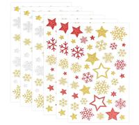 6 Pcs Christmas Craft Stickers, Shiny Star Snowflake Stickers, Self-Adhesive Snowflake and Star Sticker, Christmas Transparent Ideal Labels for Card Making Scrapbook Holiday Envelope Seal Decorations