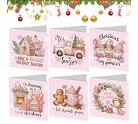 6 Pcs Christmas Diamond Painting Greeting Card,Diamond Painting Cards with Envelope,5D Diamond DIY Painting Cards,Christmas Greeting Cards Kit,Handmade Craft Gift for Family Friends (Gingerbread Man)